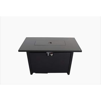 Table de foyer d'extérieur en acier avec couvercle H 25 po x l 42 po