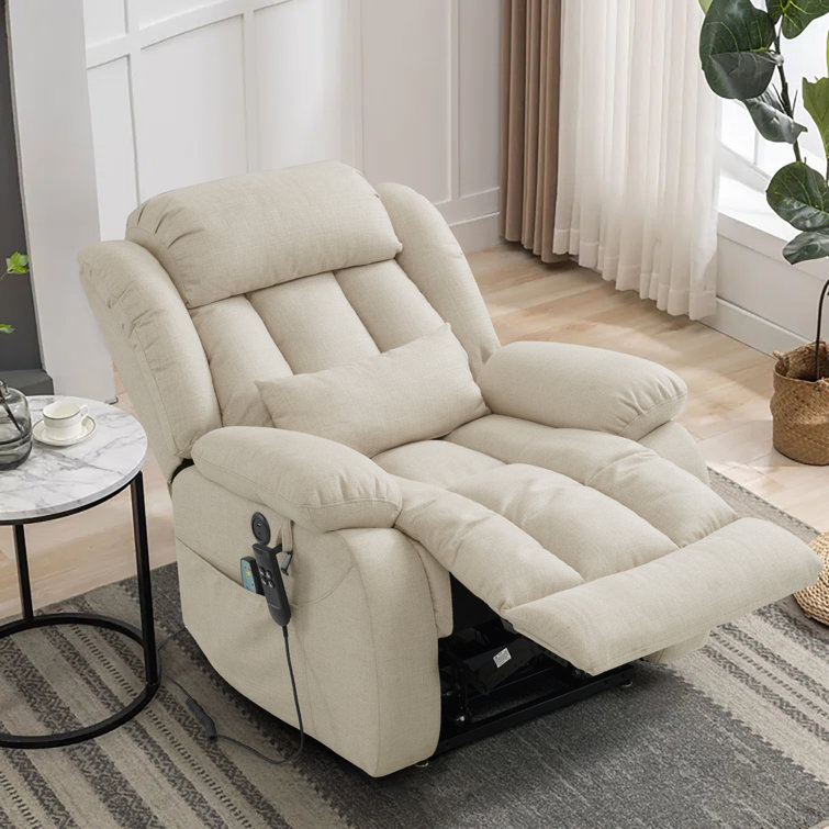 Emmaclaire Upholstered Lift Assist Recliner Latitude Run Body Fabric: Beige 100% Linen