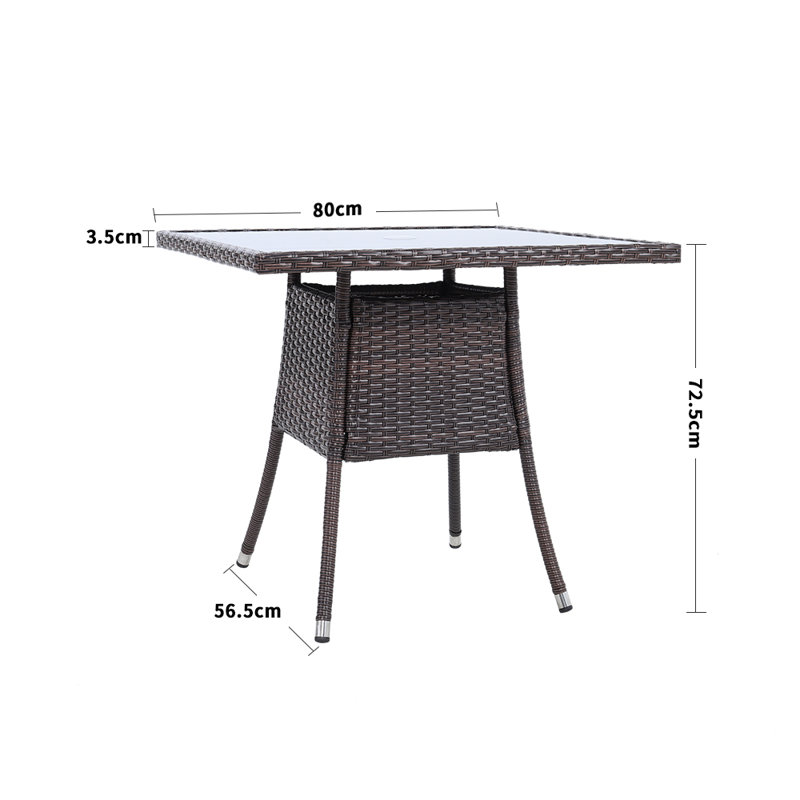 Square 4 - Person Outdoor Table, 72.5cm H x 80cm W x 80cm D