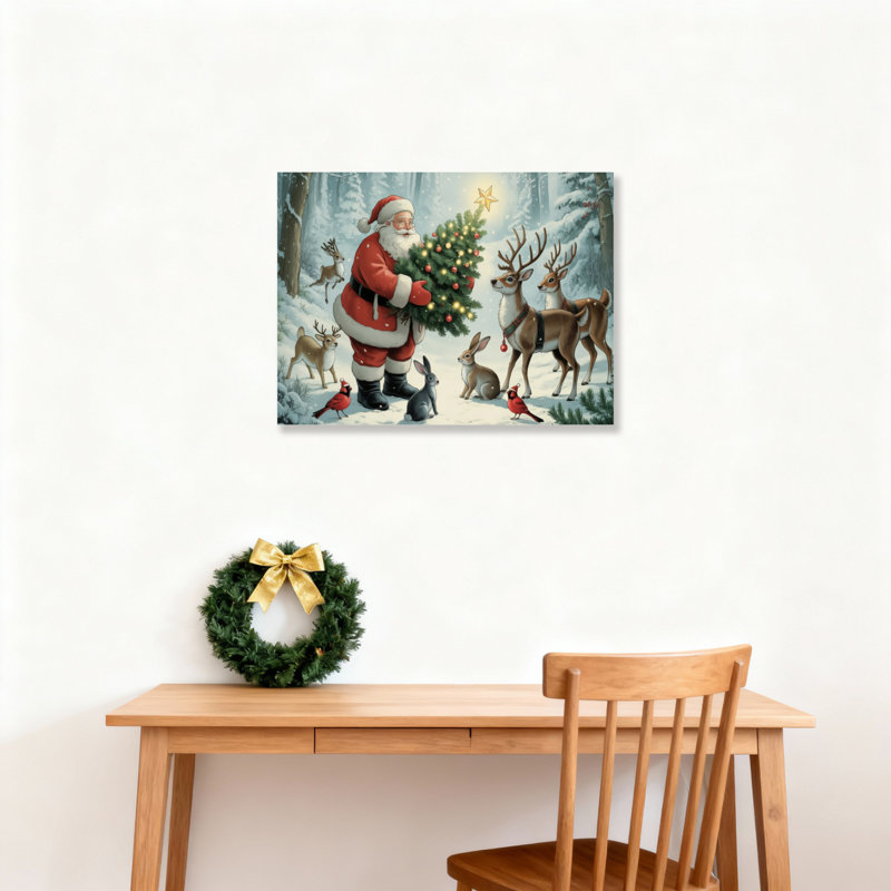 Père Noël, art mural sur toile, H 12 po x l 18 po