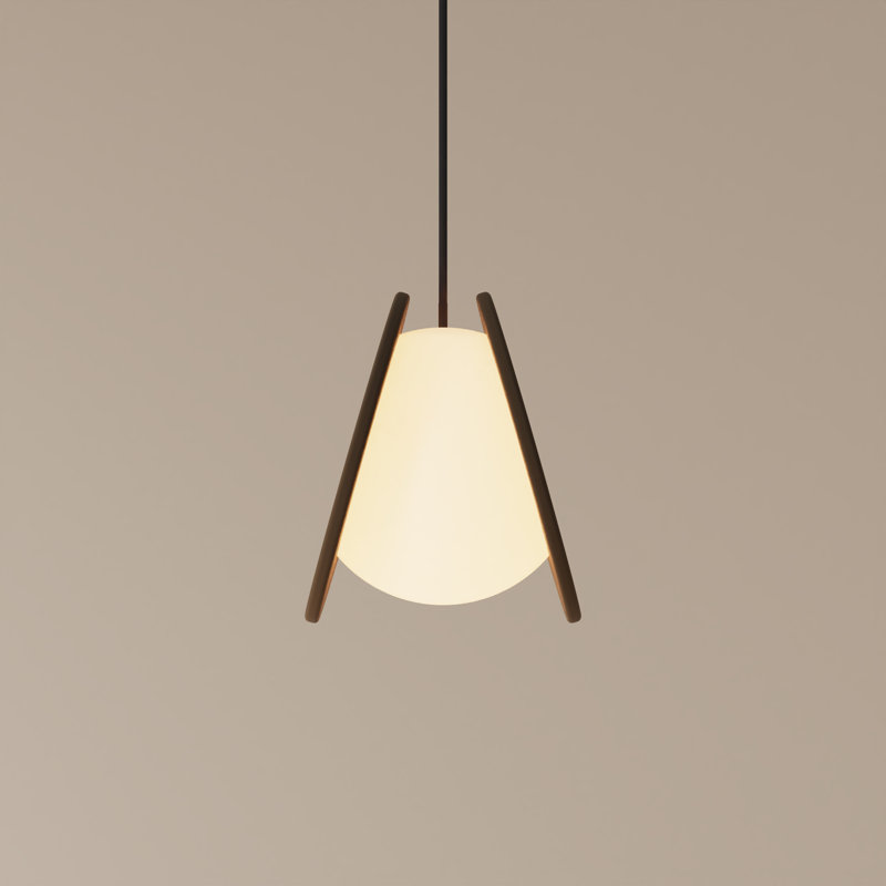 Pendulum Pendant Light, Walnut, 17" H x 9.69" W x 8.03" D, Black