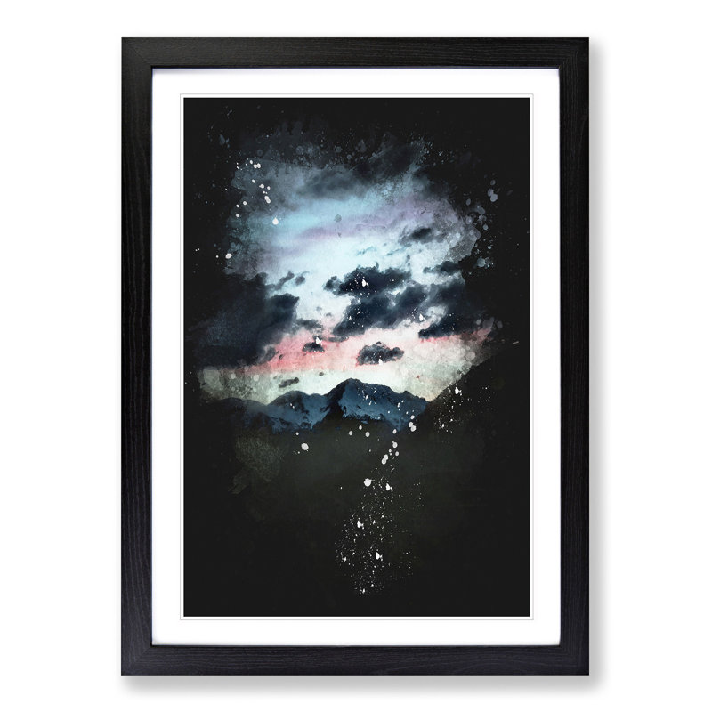 'Mountain Below the Clouds' - Picture Frame Graphic Art Print, Black Framed, 87cm H x 62cm W x 2cm D