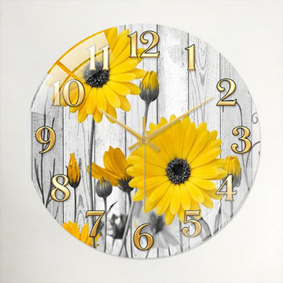 Horloge murale florale en bois