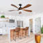 52 inch indoor ceiling fan with 3 color à intensité variable 5 abs blades remote control reversible dc motor black with led light