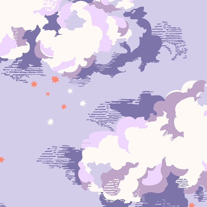 Cath Kidston Silver Linings Neutral Wallpaper, Violet 