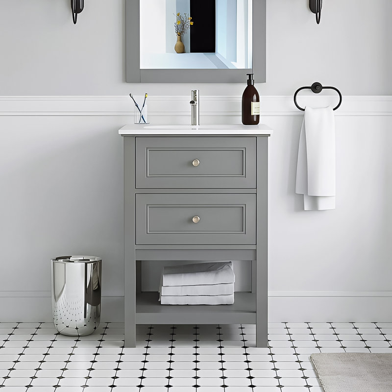 24'' Single Bathroom Vanity with Ceramic Top
