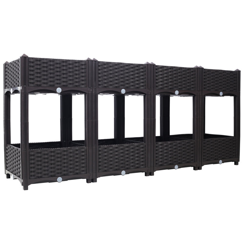 Elevated Planter For Outdoor Plants: 63"X15.7" Polypropylene Raised Bed With Drainage Herbs, Veggies, And Flowers, Brown Veggies: Flower & Herb Gardens,