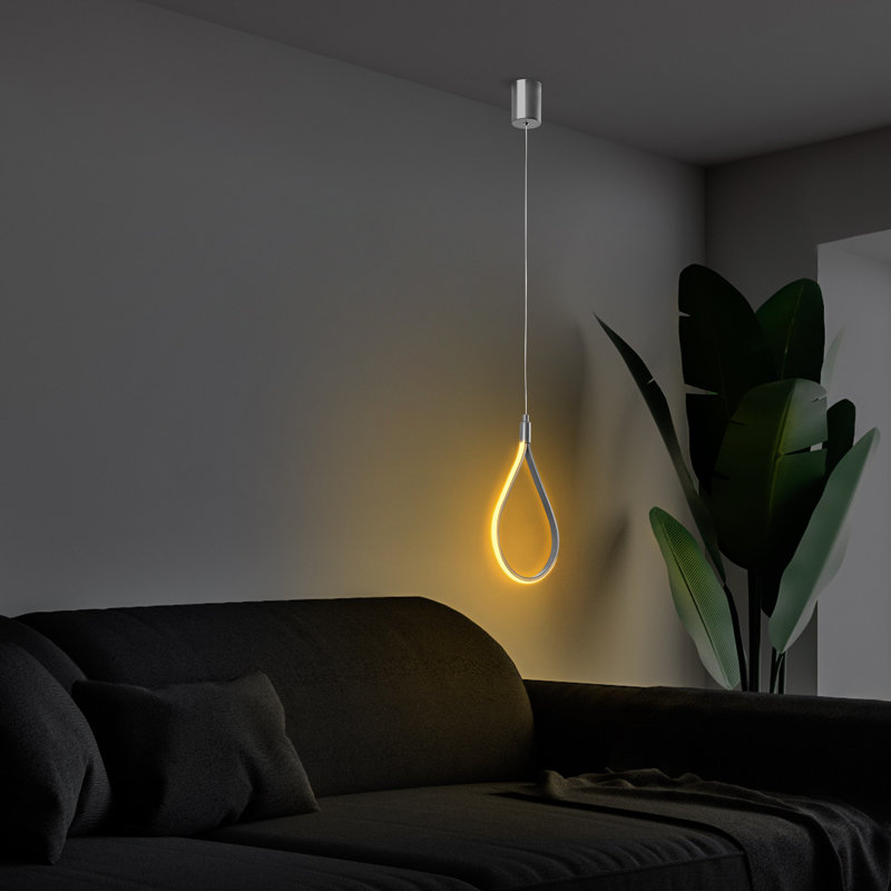 Sleek Chrome Chandelier, Adjustable Height 19.7 to 39.4 Inches | Durable Metal Body, Metal Base Plate, 11W LED Socket (3000K) | Stylish Lighting Fixture for Modern Home Decor, Elegant Design & Energy Efficient