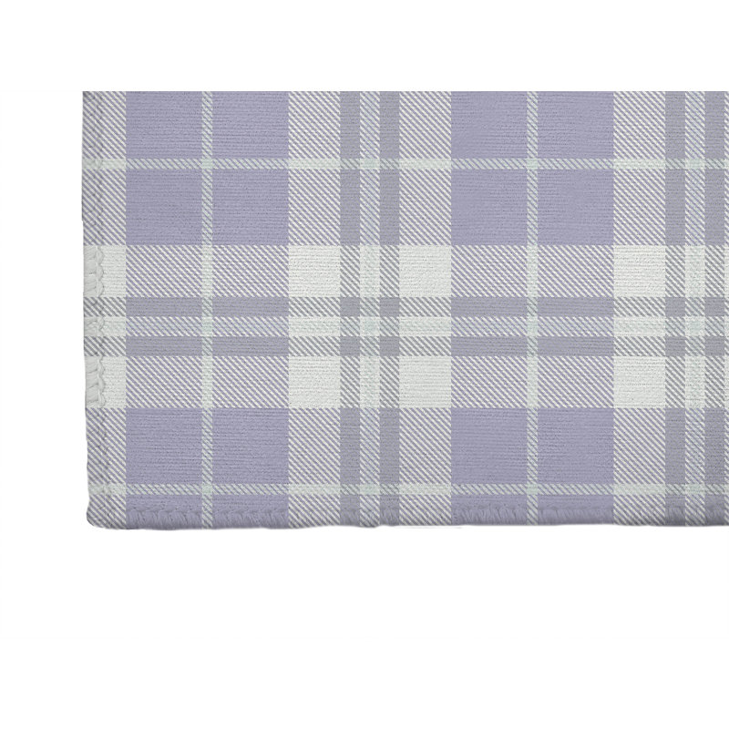 Tartan Block Kids Play Mat, Purple, Rectangle 2' x 3'