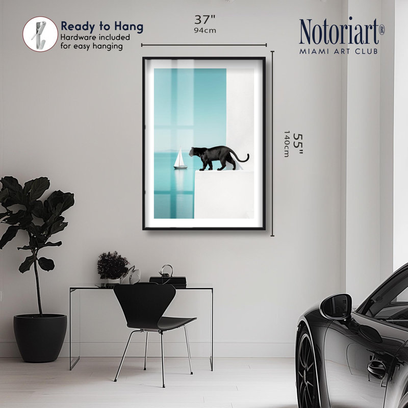 «Edge Feline Sail I Shadowbox» par Notoriart, H 55 po x l 37 po, Noir