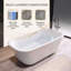 Baignoire de trempage autoportante moderne en acrylique de 67 pouces à plusieurs couches, finition blanche ultrabrillante avec excellente rétention de la chaleur, surface anti-jaunissement et facile à nettoyer pour une salle de bain spa luxueuse