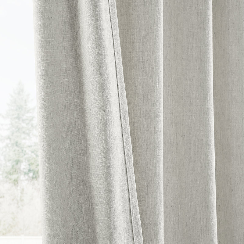 Farmbry Simply Faux Linen Curtains Pair - 2 Panels - Light Filtering Window Curtains, Light Sand, 50" W x 84" L