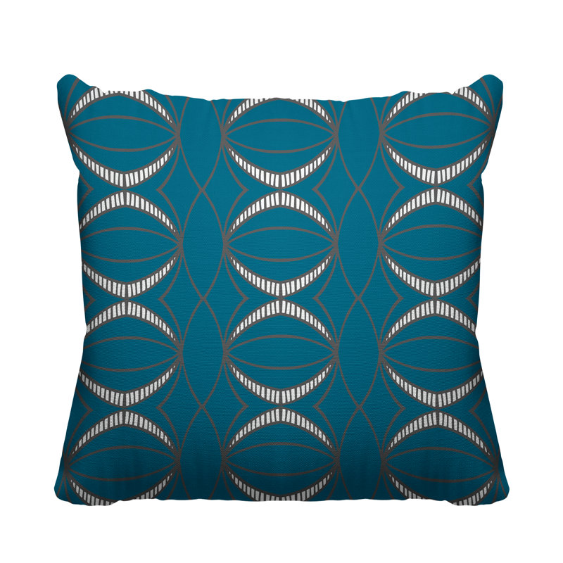 Coussin décoratif intérieur / extérieur Samira, Turquoise, L 17 po x H 17 po