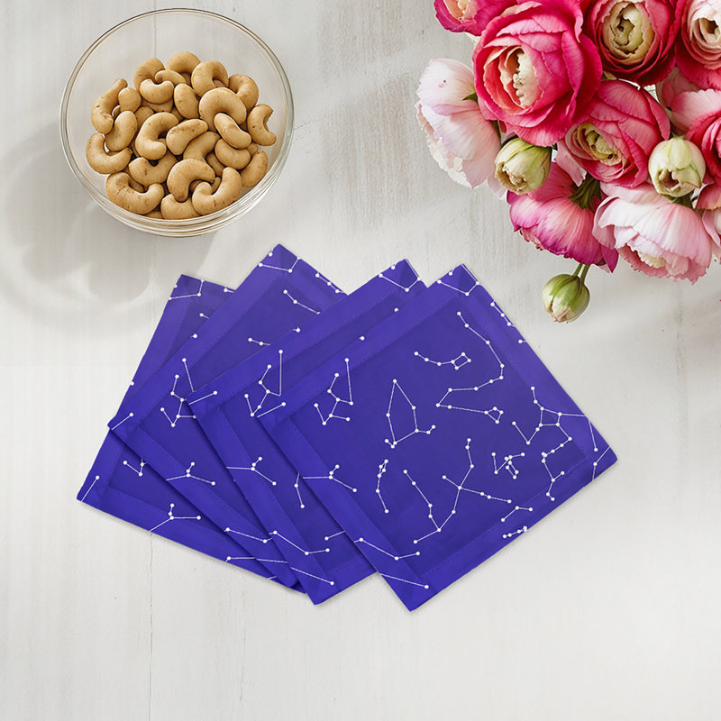 Constellations Stars Cotton Sateen Cocktail Napkins