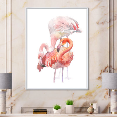 " Sky Bird Flamingos On White II "