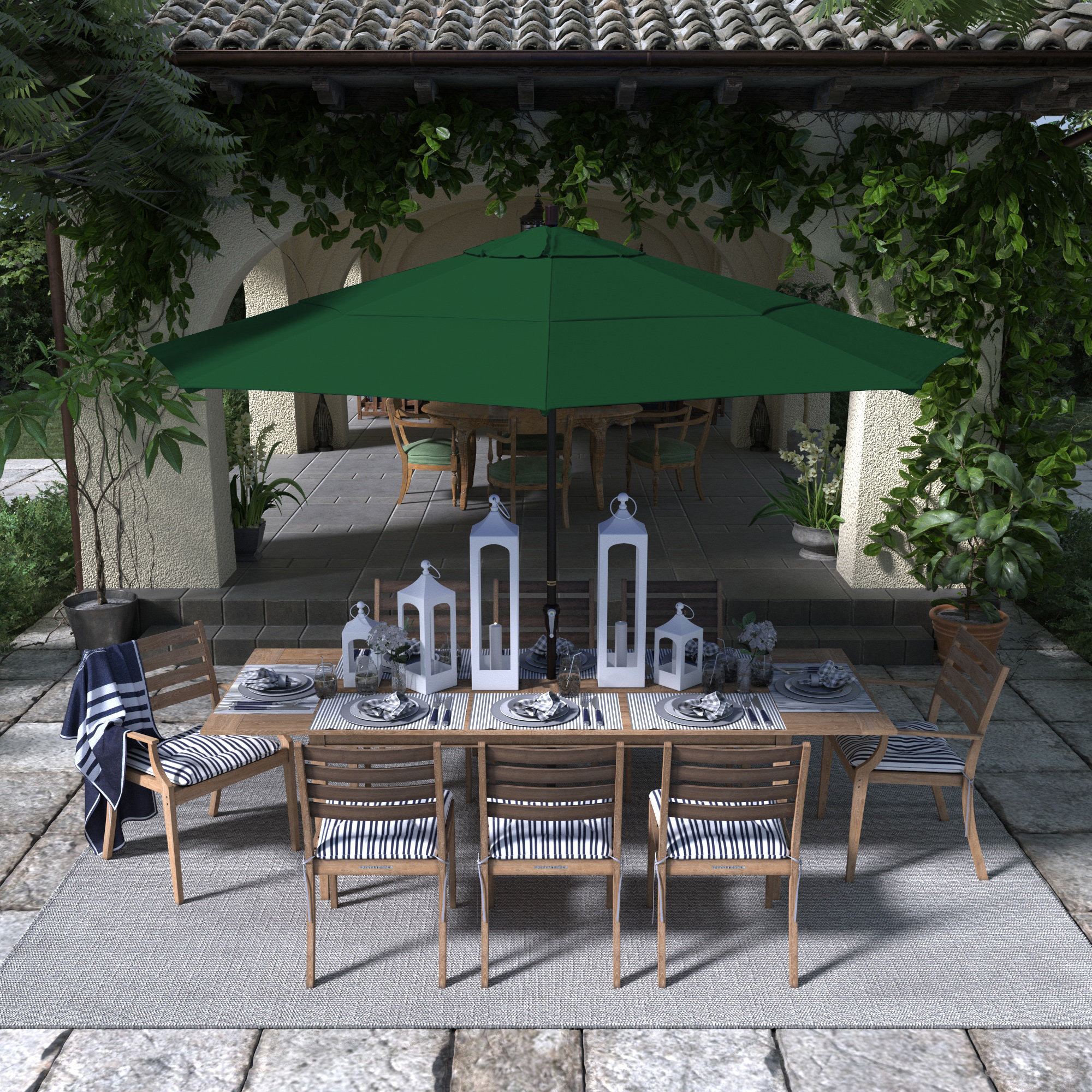 132'' Outdoor Umbrella, Hunter Green Performance