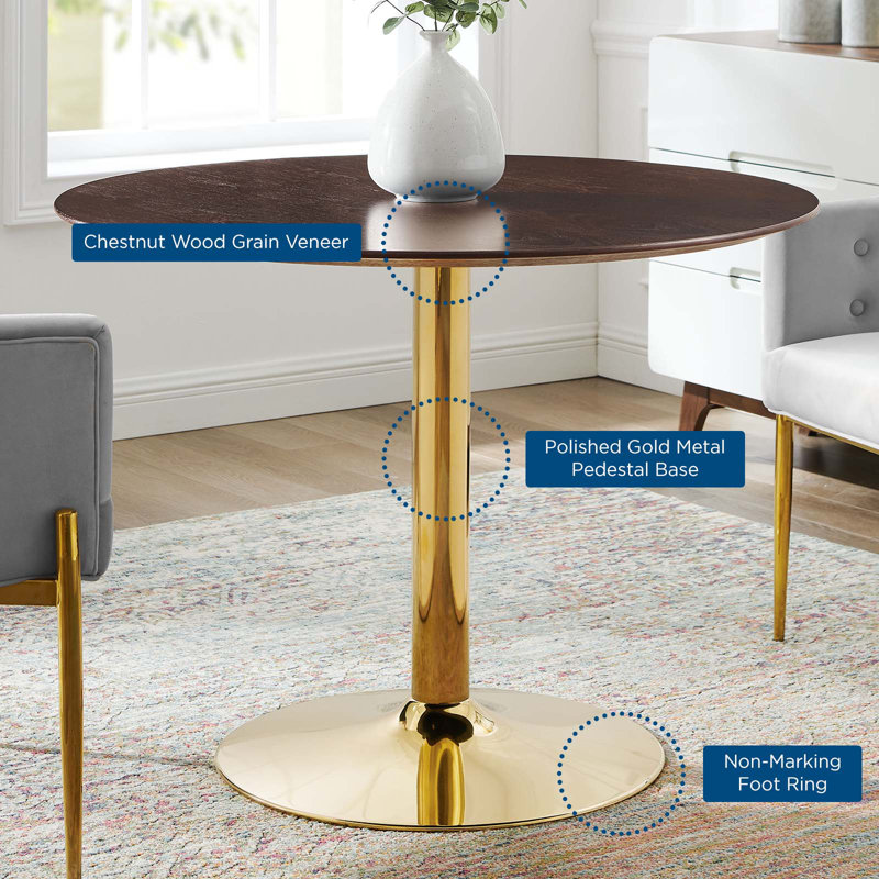 Verne 40" Gold Cherry Walnut Mid-Century Modern Dining Table