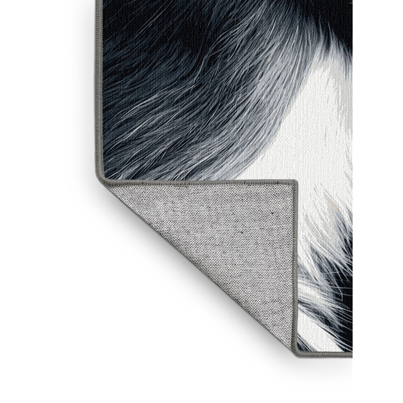  Tapis lavable noir et blanc Colobus, Rectangle 5 pi x 7 pi