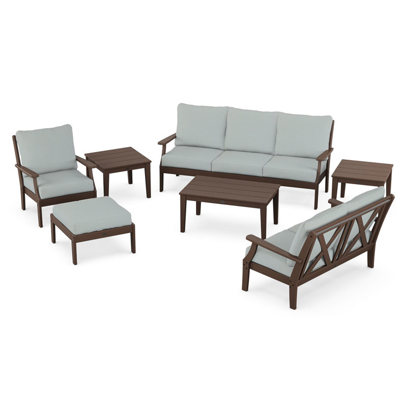 Braxton 7-Piece Deep Seating Set, Spa, Mahogany