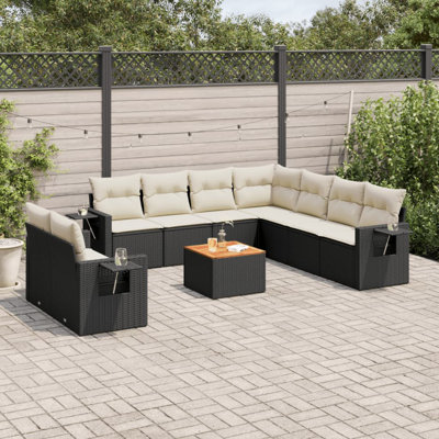 Ensemble de canapé de jardin Vidaxl noir, blanc crème