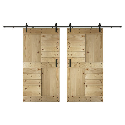 Porte de grange à panneaux et en bois avec quincaillerie d'installation