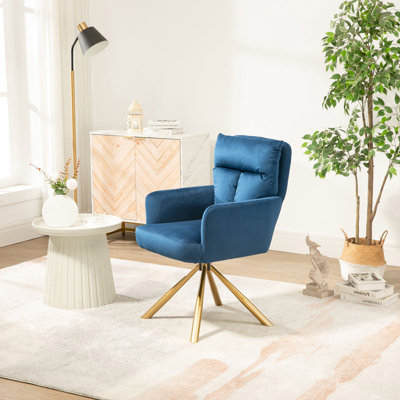 Fauteuil d'appoint pivotant contemporain à dossier haut en velours Velvet