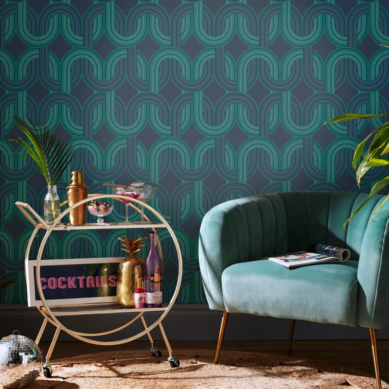 Envy In the Loop Geometric Wallpaper, Blue