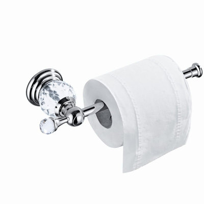 SilverZen Crystal Paper Holder - Modern Zinc Alloy Wall-Mounted Tissue Hanger for Elegant Bathroom Organization