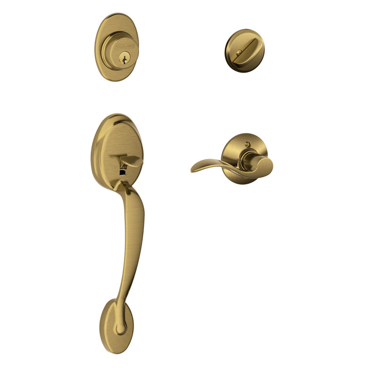 Plymouth Handleset with Deadbolt and Accent Door Lever and Rosette