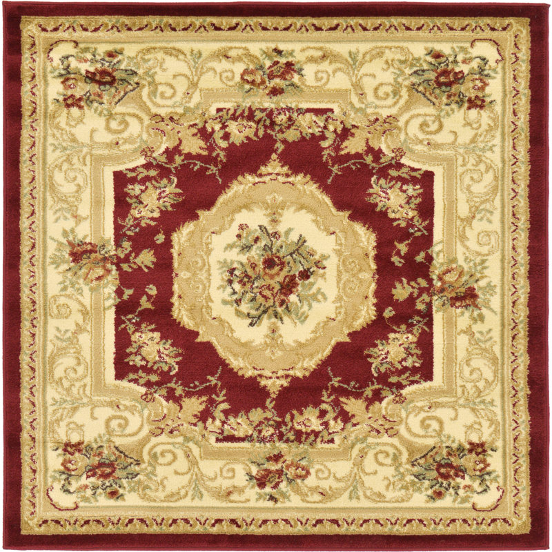 Debora Oriental Area Rug, Square 4'1", Burgundy