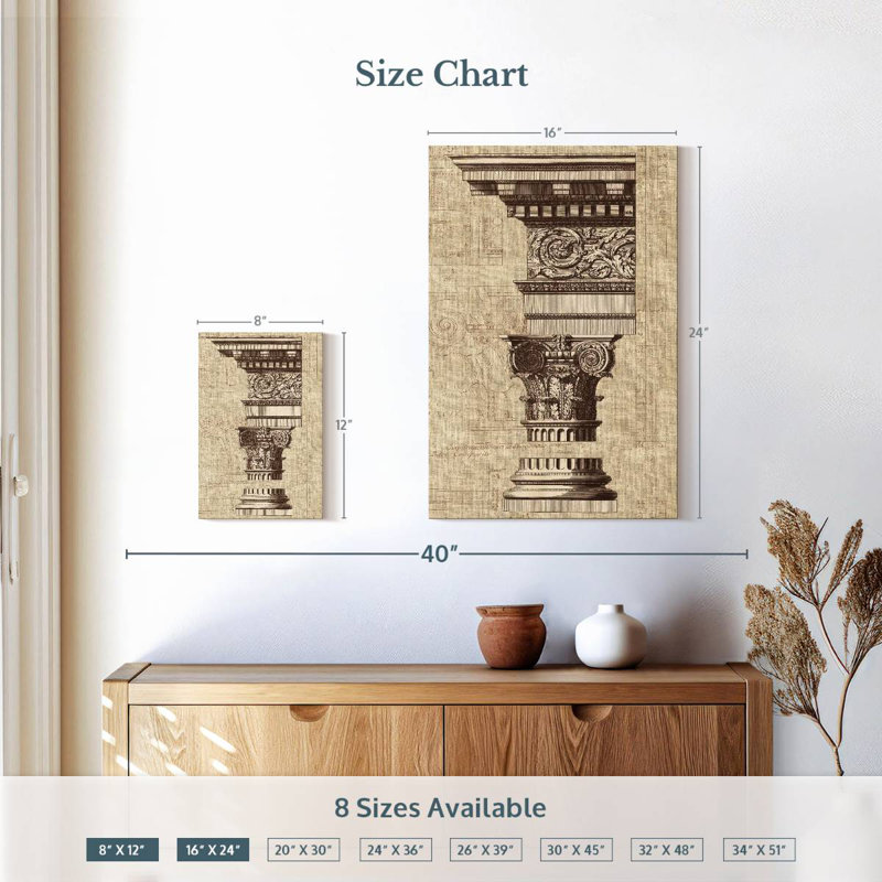 Lilie Architectural Rendering I Burlap Sepia, 12" H x 8" W
