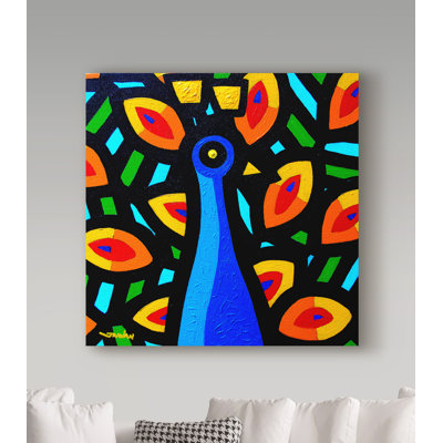 « peacock geo 3 », reproduction d’impression sur toile tendue