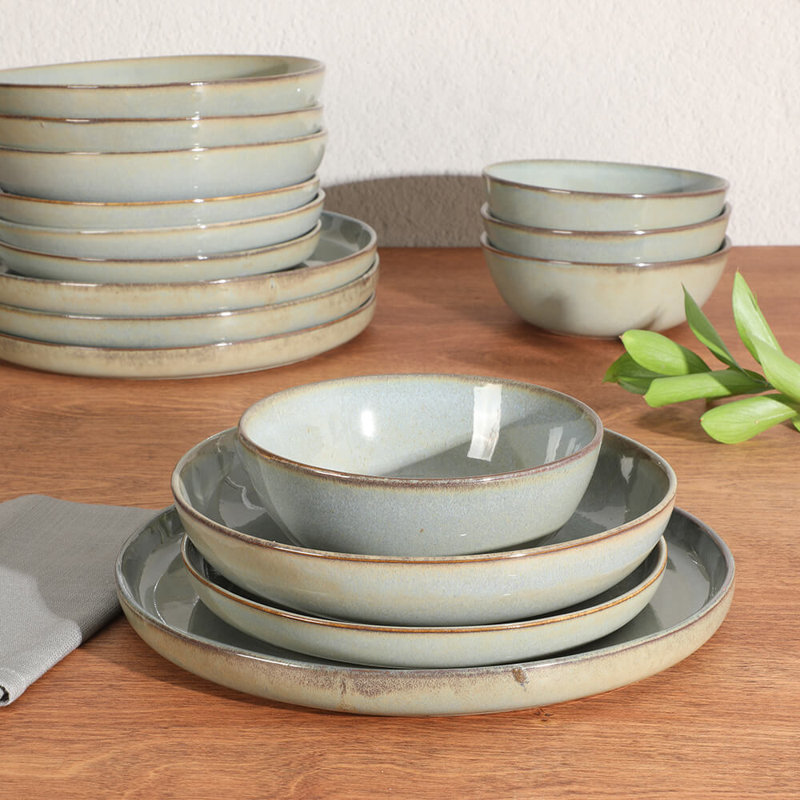 Gibson Elite Berea Green Ceramic 16-Piece Dinnerware Set