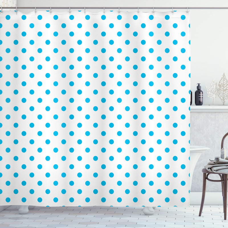  Rideau de douche simple à pois colorés, H 69 po x l 75 po, Ciel profond