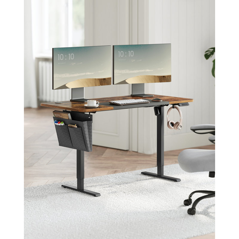 140Cm W Rectangular Standing Desk, 120cm H x 120cm W x 60cm D, Brown/Black