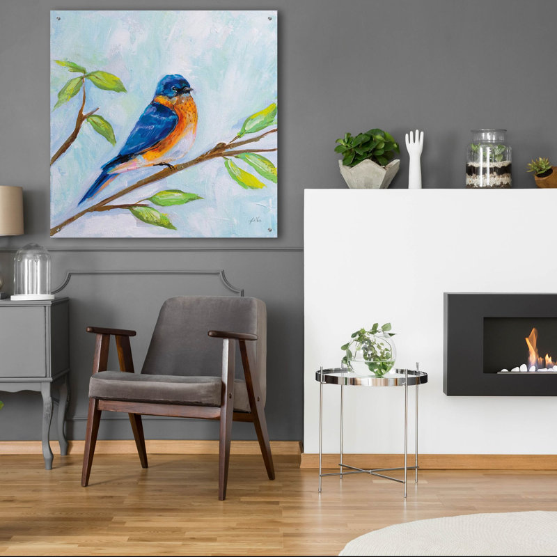 «Bluebird» par Jeanette Vertentes, art mural en verre acrylique, H 36 po x l 36 po x P 0,2 po