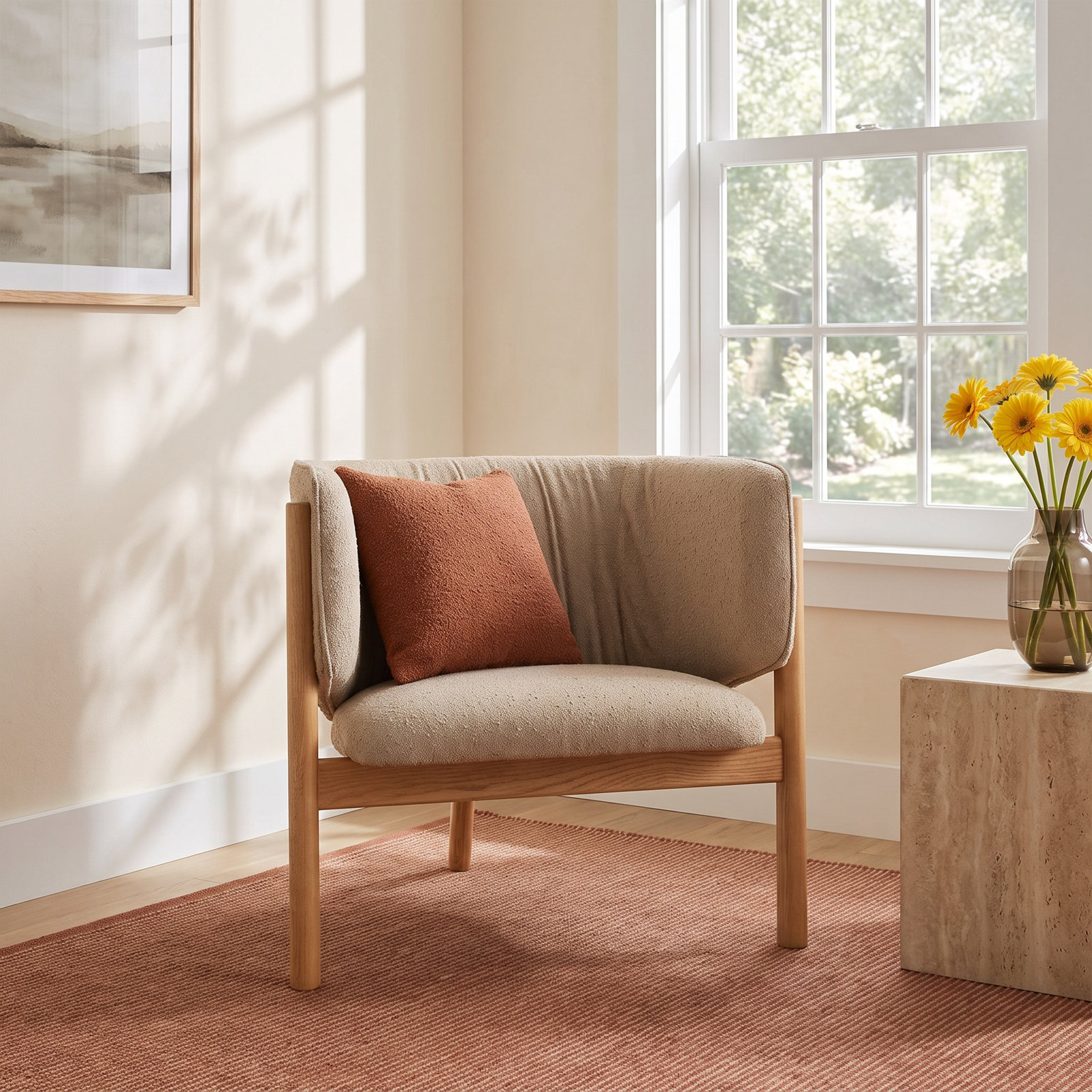 All In Upholstered Accent Chair, Kelso Camel, Natural