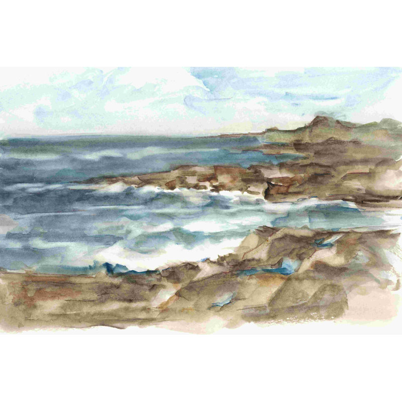 Aquarelle côtière VI, H 24 po x l 36 po