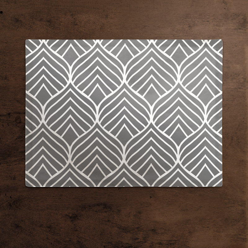 Poly Twill Geometric Rectangle Placemat, Gray