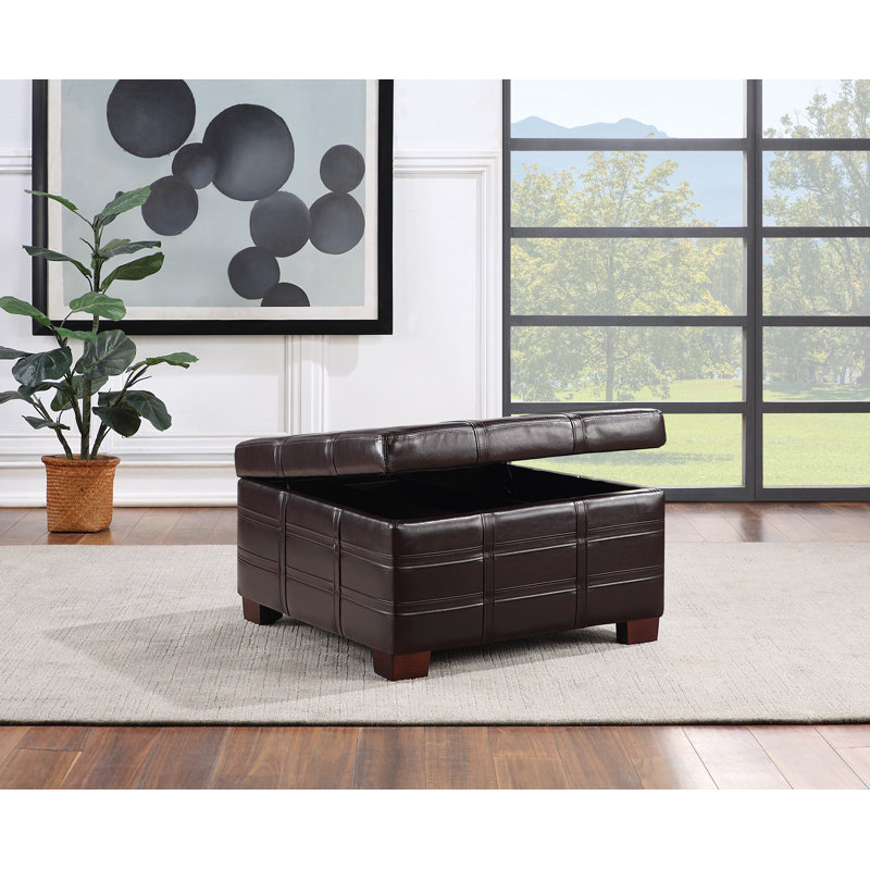 Faux Leather Ottoman, Espresso Faux Leather