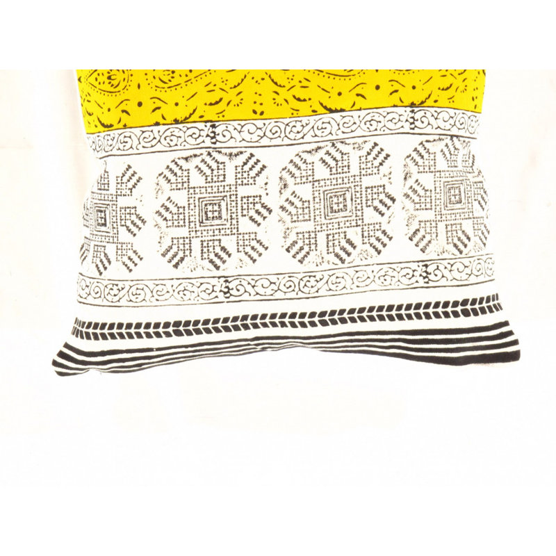 Square Pillow Cover & Insert, Yellow/White/Black