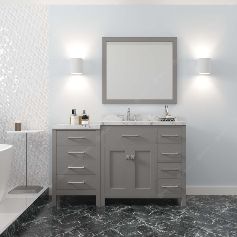 Ensemble de meuble-lavabo simple 57 po Itia, Gris, Circulaire