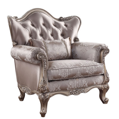 Chaise Jayceon en tissu et finition champagne avec coussin