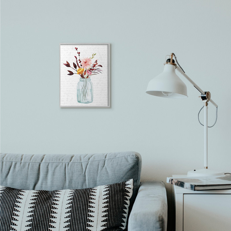 « pot of fleurs red automne », art textuel, H 14 po x l 11 po, Estampe numérique Farmhouse