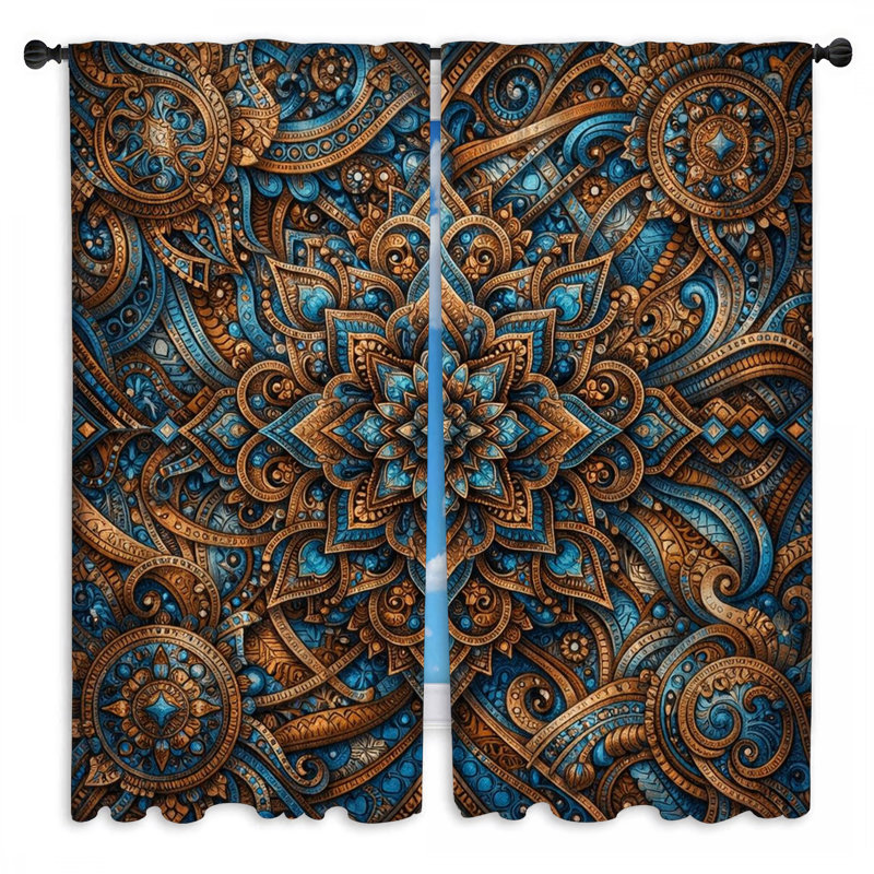 Rideaux de fenêtre complexes à motif de mandala obscurcissant et obscurcissant - 2 panneaux, 20 po x 60 po - 2 panneaux