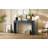Navy Blue Fluted Entryway Table - 2 Drawer Oval Console for Living Room-613809654