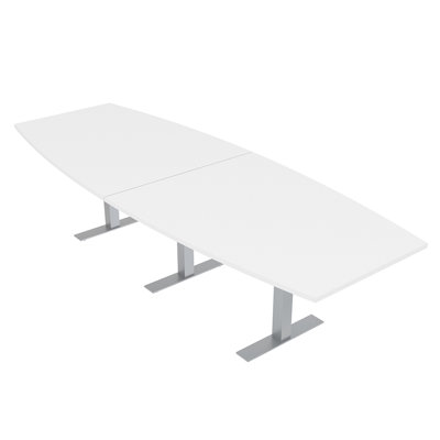 Boat Shaped Conference Table with Metal T Base