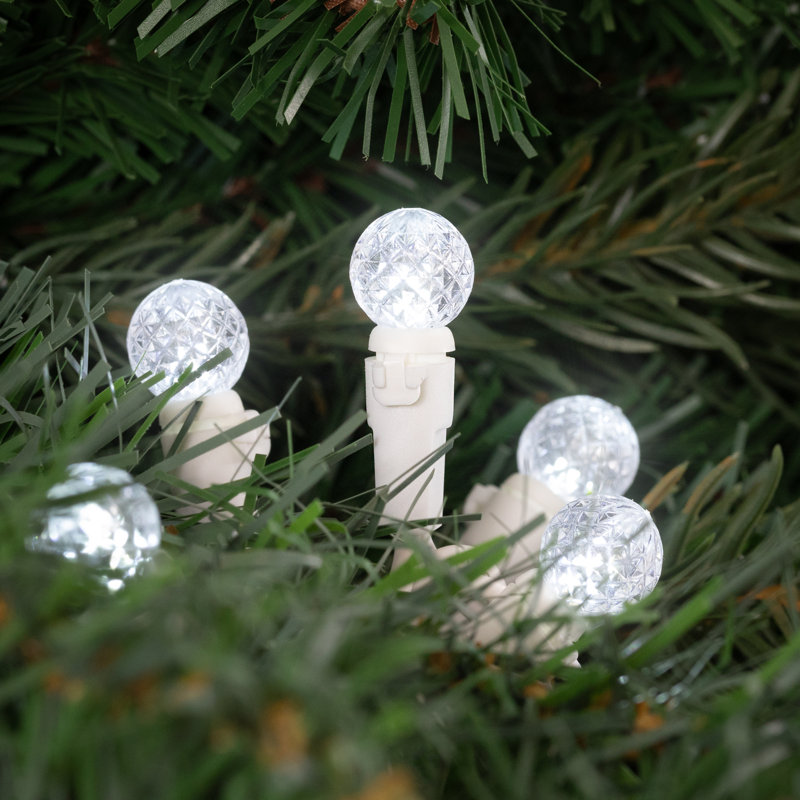 LED G12 Berry Christmas Lights - 16' White Wire - 50 Ct, Pure White