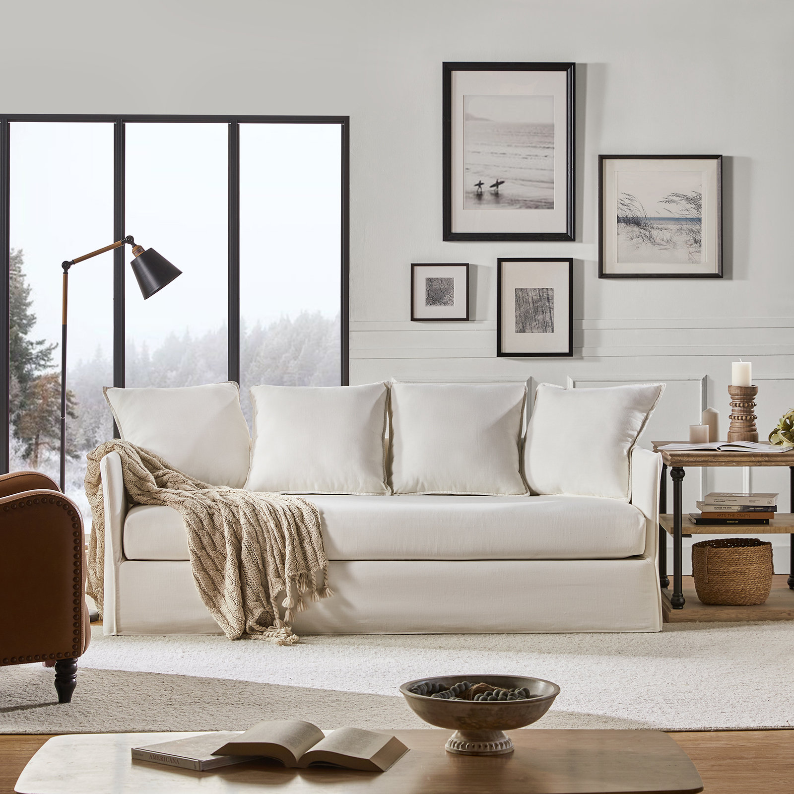 Boduram 80'' Square Arm Slipcovered Sofa