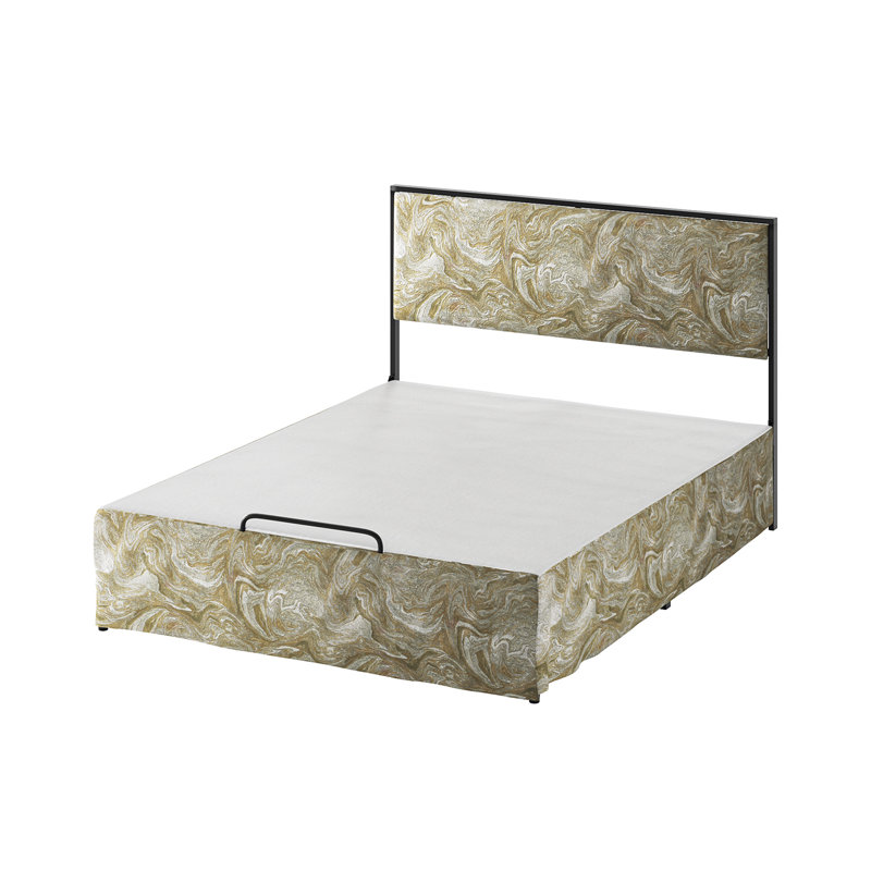 Neilius Upholstered Platform Bed with Washable Slipcover, Queen, Pattern Golden